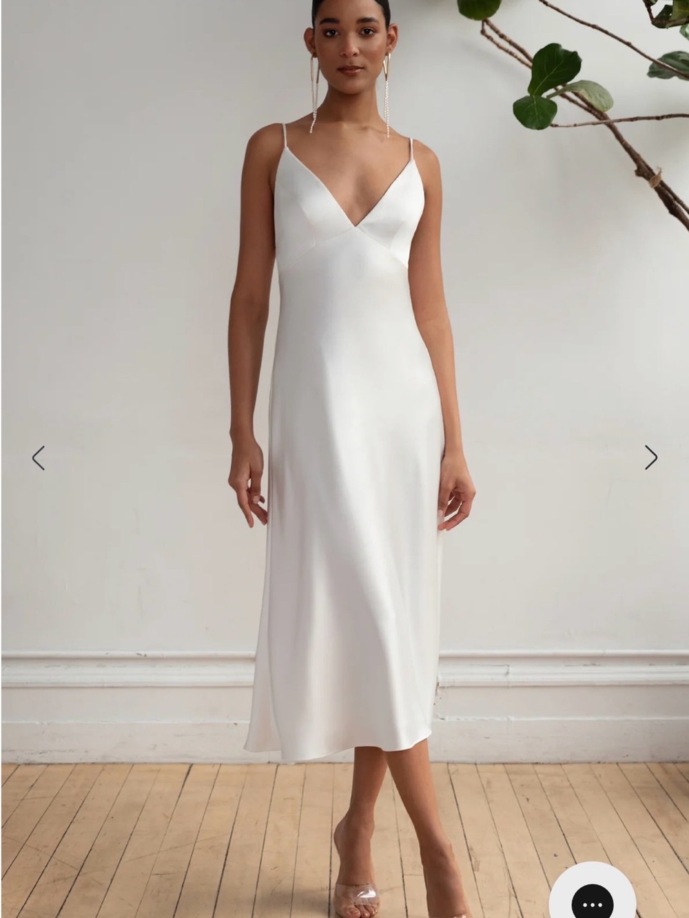 Jenny Yoo White Satin Slip Dress